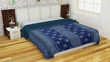 Handmade Vintage Kantha Quilt Queen Blanket Bedspread Coverlet Throw Gudari Art