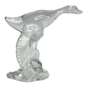 Heisey Glass Co. Clear Mallard Duck in Flight Wings Down 4.5” #10 USA 1947-1955 - Picture 1 of 13