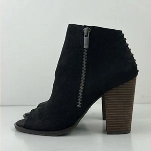 Lucky Brand Stiefelette offene Zehenpartie Lamija Leder offene Zehenpartie schwarz Größe 7,5 - Bild 1 von 11