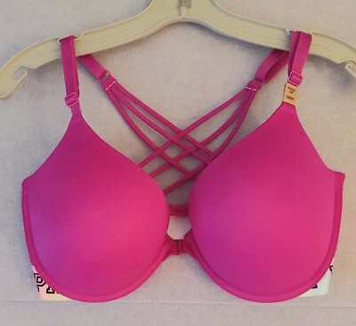 Sujetador Acolchado Push Up ROSA Victoria’s Secret LOGOTIPO MULTICOLOR Banda 38DD Fucsia Nuevo con Etiquetas Foto 1 de 3