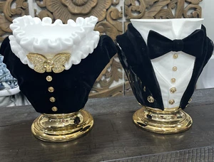 Bath and Body Works 2021 halloween maid and butler bust 3 wick candle holders - Picture 1 of 6