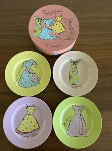 Rosanna Set of 4 Dessert Plates French Fashion Dresses Chic Tres Bell With Box - Picture 1 of 7