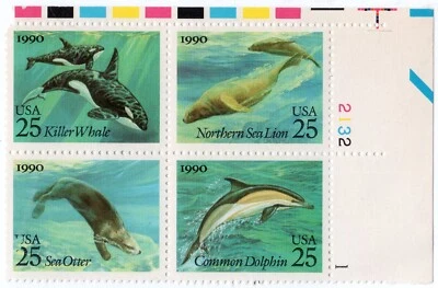 Scott #2511a Ocean Sea Creatures Plate Block of 4 Stamps - MNH - Image 1 of 2