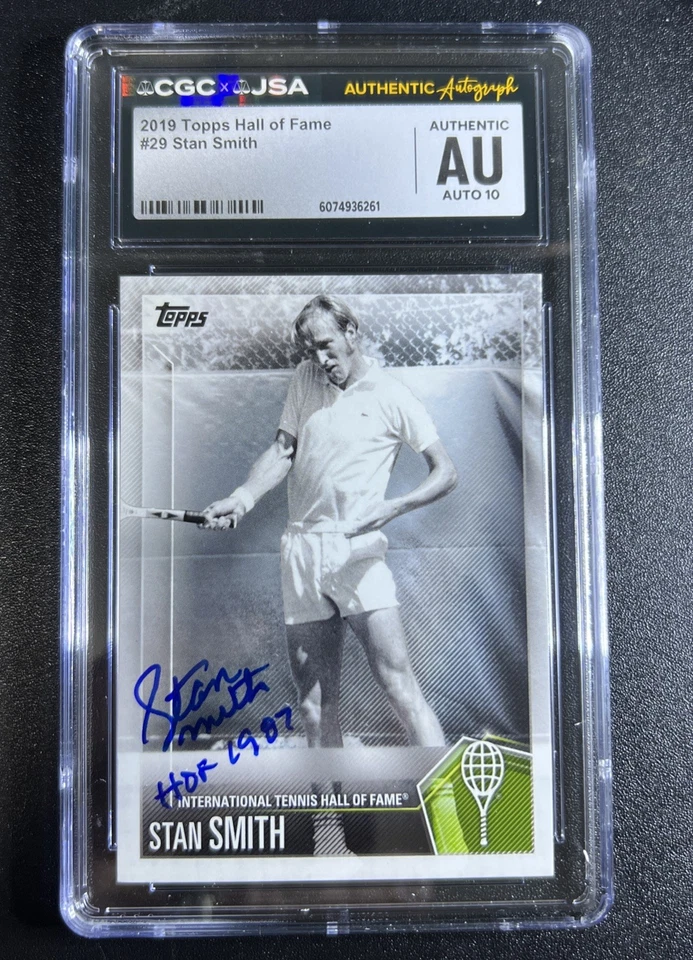 Stan Smith Signed 2019 Topps International Tennis HOF CGC JSA Auto 10 - Image 1 of 1