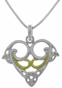 Jewelry Trends Celtic Trinity Heart Sterling Silver and 14K Gold-Plated Pendant - Picture 1 of 3