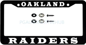 Marco de matrícula negro acero inoxidable letras de vinilo PARA OAKLAND RAIDERS - Imagen 1 de 4