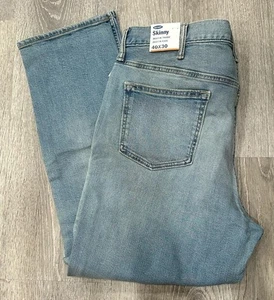 Pantalones de mezclilla elásticos ajustados desgastados azules 40x30 azul marino antiguo etiquetas NUEVAS - Imagen 1 de 16