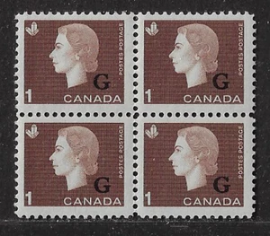 Canada Oficial "G" Stamps — Block of 4 — 1963, Elizabeth II #O46 MNH Ref. 1987 - Picture 1 of 2