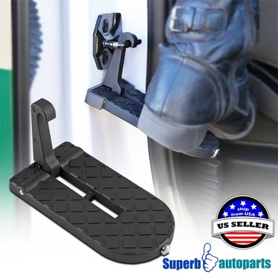 Alloy Black Folding Door Latch Foot Step Hook Doorstep Assist Pedal Ladder - Image 1 of 4