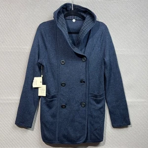 Cárdigan para mujer Margaret O'Leary azul de gran tamaño doble botonadura lana merino City - Imagen 1 de 15
