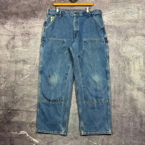 Vintage Carhartt Jeans Men's Blue 37x29.5 Double Knee Denim Carpenter 90's BD85 - Picture 1 of 7