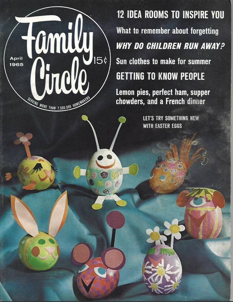 APRIL 1965 FAMILY CIRCLE MAGAZINE WHY CHILDREN RUN AWAY EASTER EGGS SUMMER DRESS Foto 1 de 1