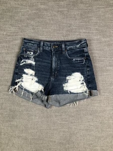 American Eagle Shorts Womens 4 Blue Mom Short Distressed Ripped Cuffed Denim - Picture 1 of 11