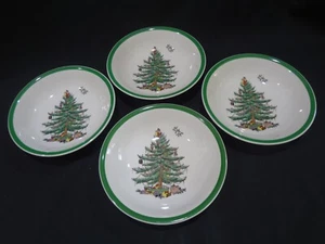 Spode China Christmas Tree with Green Edge - Set of 4 Coupe Cereal Bowls - Picture 1 of 7