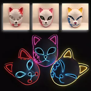 Disfraz LED Neón Gato Máscara EL Alambre Halloween Cosplay Iluminado Brillante - Imagen 1 de 12