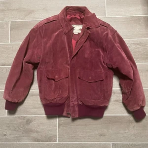 Marsh Landing Women's Suede Leather Bomber Jacket Burgundy Size Small Vintage - Picture 1 of 8