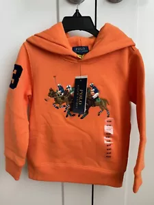 Polo Ralph Lauren Toddler Orange Triple-Pony Fleece Hoodie Size 4/4T NWT - Picture 1 of 4