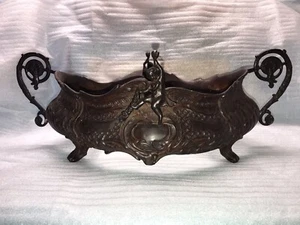 VTG 17" Bronze/Copper Jardiniere Cachepot Planter Baroque w/ Cherubs centerpiece - Picture 1 of 12
