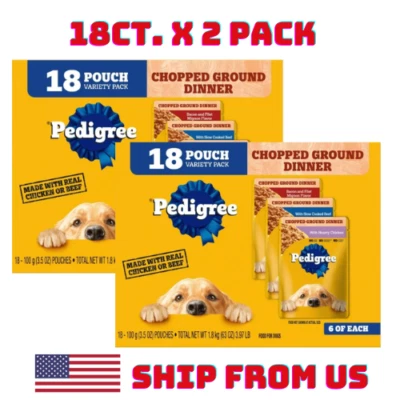 Pedigree Chopped Ground Dinner Dog Food Bacon Filet Mignon Variety Pack, 3.5 oz. - Image 1 of 4