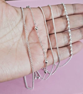 18"inch Box/Curb/Bead/Snake/Wave 925 Sterling Silver Filled Necklace Chains Gift - Picture 1 of 8