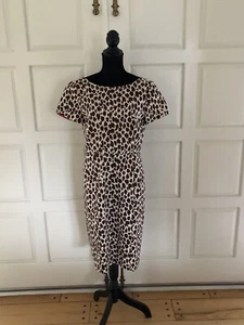 NEW! Women's J. Crew V Back Giraffe Cotton Midi Dress in Ivory/Brown Size 10 - Picture 1 of 8