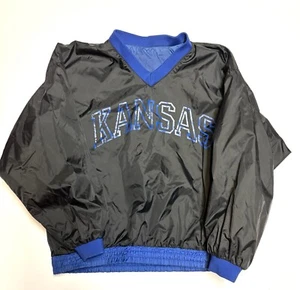 Vintage Kansas Jayhawks Nylon Pullover Jacke Large Baggy 90s Ku - Bild 1 von 10