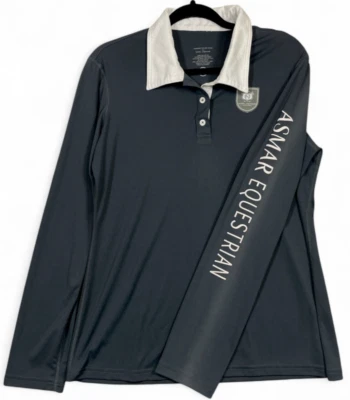 Polo Ecuestre Noel Asmar Para Hombres XL Gris Blanco Manga Larga Rendimiento Leer Foto 1 de 4