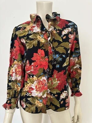 Kenzo Paris Kids Junior Girls Bold Floral Vintage Shirt 12A 150 cm Cotton 90s👧 - Image 1 of 4