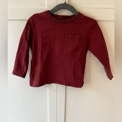 Camisa Zara infantil manga longa bolso frontal 100% algodão tamanho 12-18 meses - Imagem 1 de 4