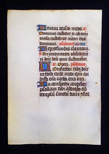 1420 - Original lateinische Handschrift auf Pergament, tolles Blatt aus einem Stundenbuch - Bild 1 von 24