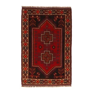 Afghan Wool Rug Baloch Tribal Hand Knotted Unique Artisan Floor Carpet 128x87cm - Picture 1 of 2