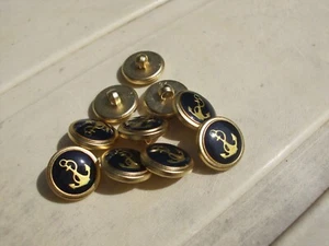 Knöpfe 10 Stück 15 mm Gold Schwarz Anker Knopf mit Öse Kunststoff Maritim Tracht - Bild 1 von 4