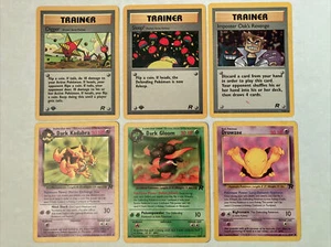 Vintage Team Rocket Base Set 1995 Pokémon 1st Edition 6 Cards Great Condition - Picture 1 of 10