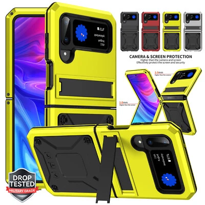 For Samsung Galaxy Z Flip 4/Flip3 Shockproof Metal Aluminum Kickstand Case Cover