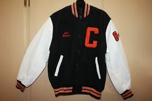 Vintage Stewart Strauss Letterman’s VARSITY JACKET BLACK ORANGE WRESTLING SIZE M - Picture 1 of 4