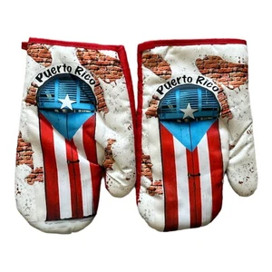 Kitchen Set Door San Juan Puerto Rico 2 Oven Mitt Guantes - Picture 1 of 1