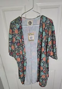 NWT Womens Floral Stretchy Cardigan Kimono Large - Picture 1 of 8