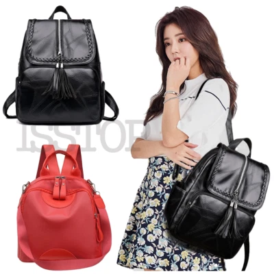 Womens Pu Leather Backpack Travel School Backbag Teen Girls Shoulder Bag Fashion - Image 1 of 4