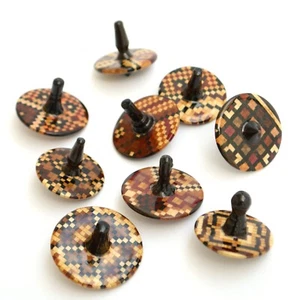 Wooden spinning top. Geometric ornament. - Picture 1 of 11