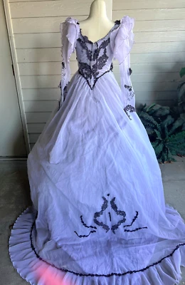Chiffon Gothic Wedding Gown Corpse Bride Long Sleeve Zombie Vampire  Small - Image 1 of 4