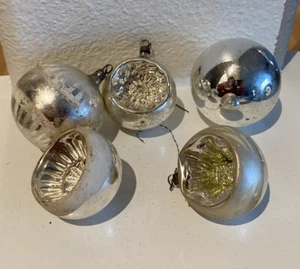 Vintage Mercury Glass Silver Christmas Ornaments 2 Styles - Picture 1 of 2