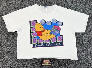 Vintage Winnie The Pooh Sit Ups Workout Crop Top Size Women’s Large USA Made NOS - Picture 1 of 6