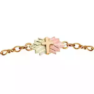Delicate Cross - Black Hills Gold Bracelet / Custom Made in USA Gift Box - Picture 1 of 2