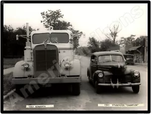 1951 Kenworth Trucks New Metal Sign: Next to a 1941 Studebaker Champion - Picture 1 of 1