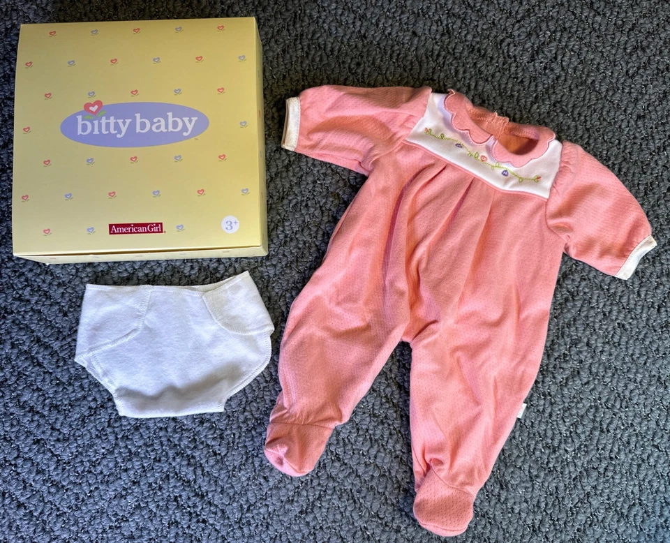 Genuine American Girl Bitty Baby Doll Sleeper Diaper Meet 2002 Pink Retired