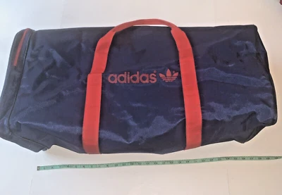 Bolsa de viagem vintage ADIDAS TREFOIL azul e vermelha grande com alça - Imagem 1 de 4
