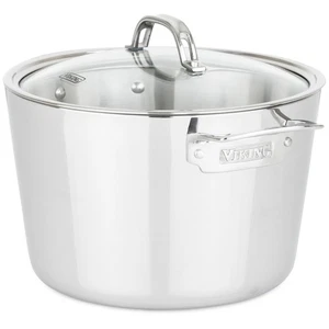 Viking Contemporary 3-Ply Stainless Steel Stock Pot, 8 Quart Soup Cooking Pot - Picture 1 of 7