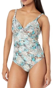 Fantasie Damen Manila Ausschnitt Badeanzug Schlangenmuster Bügel Iced Aqua 38D Neu mit Etikett - Bild 1 von 14