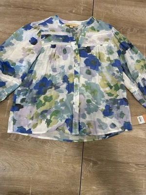 Blusa Hope & Harlow Azul Marino Transparente Manga Larga Profesional Oficina Mediana  Foto 1 de 4