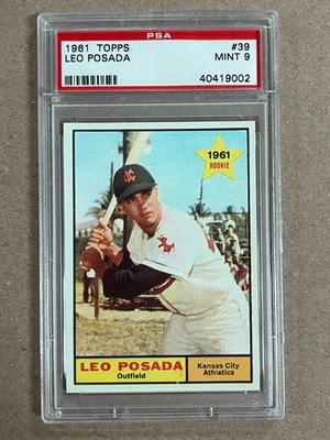 1961 Topps Leo Posada #39 (RC) Kansas City Athletics graduado PSA 9 como nuevo Foto 1 de 2
